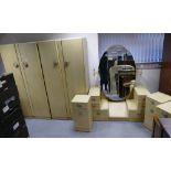 Mid Century limed oak bedroom suite comprising of two 2 door wardrobes with traditional English