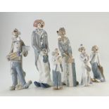 Collection of Six Lladro Style Figures of Clowns