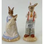 Royal Doulton large Bunnykins Father DB227 and Mother & Baby DB226.
