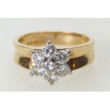 18ct Gold Ladies Diamond Daisy cluster ring, size K, 4.