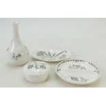 A collection of Wedgwood small items each decorated with silver lustre decorations of swirling