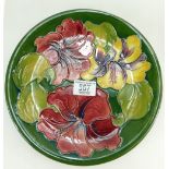 Walter Moorcroft wallplaque decorated in the hibiscus design,