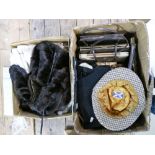 A collection of quality ladies vinatge handbags, scarfs, laces,