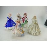 Royal Doulton figures to include Mary 3375, Katherine , Wintertime , Bride.