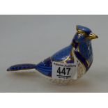 Royal Crown Derby paperweight Blue Jay with gold stopper,