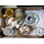 A mixed collection of items including interesting 19th Century jug, Poole Pottery Jug,