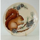 Moorcroft 1995 year plate decorated in the squirrel design,