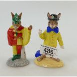 Royal Doulton UK.I.C Bunnykins Joker DB171 and Minstrel DB211.