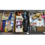 A mixed collection of items including 1980's and earlier children's toys, annuals, dolls, books ,