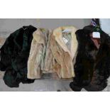 Four ladies fur jacket in varying states of repair but mostly with rips to liners (4)