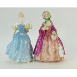 Royal Doulton figures Rosebud HN1983 (small crack to her chin) and Enchantment HN2178 (hairline