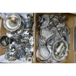 A mixed collection of silver plated items (2 trays)