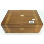 Edwardian walnut inlaid writing box with fitted interior