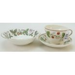 Wedgwood earthenware cup & saucer handpainted with an early version of the wild strawberry design,