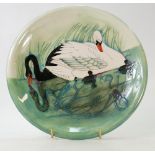 Moorcroft wallplaque decorated in the swan design, limited edition of 350,