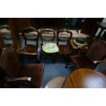 3 Victorian dining chairs, Victorian mahogany arm chairs,