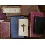 A collection of hardbacked miniature 19th century books including Cowpers Poems,