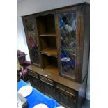 20th Century Jaycee old charm dresser sideboard with a three over three base and two large leaded