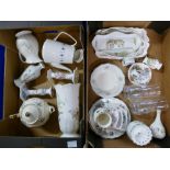 A collection of various pottery including Aynsley china plates, dishes, vases, glassware etc.