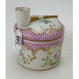 LIMOGES large French porcelain tobacco jar with hand painted and gilded decoration,