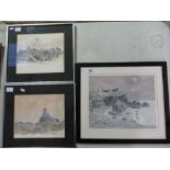 Sir Kyffin Williams - Three framed prints - 30cm x 27cm & two x 24cm x 28cm.