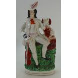 Staffordshire figure Musician with Spaniel 35cm