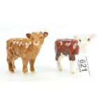 Beswick Hereford calf 1827C and Highland Calf 1827D in darker Limousin colours (2)