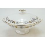 Wedgwood two handled tureen & cover decorated with silver & gold decorations of swirling blue