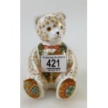 Royal Crown Derby paperweight Regal Goldie Bear with gold stopper, limited edition of 100,