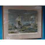 SIR WILLIAM RUSSELL FLINT large signed print in frame with Print Sellers stamp.