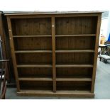 Large five tier pine open bookcase