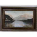 Barbara Jenson 1989 signed oil on board. Gallery label to reverse referencing Snowdonia. 29.