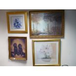 A mixed collectionof prints includig still life studies, landscapes,