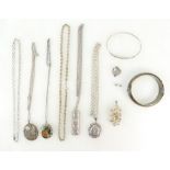 Group of hallmarked sterling and silver coloured metal jewellery 143g