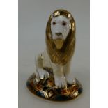 Royal Crown Derby paperweight of a Lion from the Heraldic series with gold stopper limited edition ,