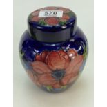 Walter Moorcroft medium ginger jar & cover decorated in the anemone design,