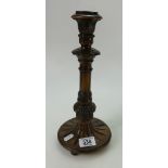 Continental French / Italian or similar walnut single candlestick, 18th / early 19th century.