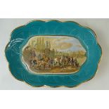 W & R Pratt & Co shaped dish decorated with horses "Wouvermann Pinxt",