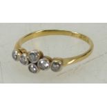 18ct yellow gold collet set diamond stone ring, stones around 5pts each. Size N1/2. Gross weight 1.