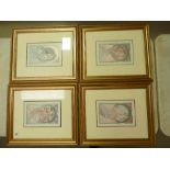 A series of 4 framed Macha prints of mystical ladies by Alphonse Mucha.