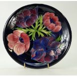 Moorcroft wallplaque decorated in the anemone design,