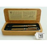 Howard Kettle pair of wood pens made from beer barrels at Theakston in wood case