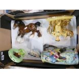 A mixed collection of items to include Beswick brown cantering shire,