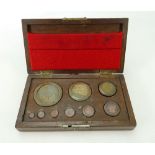 Borough of Stafford official brass weights dated 1901, in wooden case.