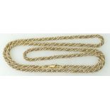 18ct rope twist chain, with 18ct white gold fine box link chain intertwined.68cm long.