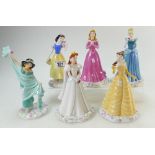 A collection of Boxed Royal Doulton Princesses to include Cinderella DP1, Sleeping Beauty DP2,