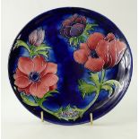 Moorcroft 1982 year plate decorated in the anemone design,