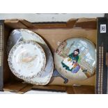 A collection of plates to include Limoges plates decorated with fish,