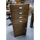1960's Mahogany tall boy / musical sheet cabinet with four drawers over a single door