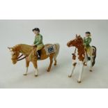 Beswick Girl on skewbald pony 1499 (neck and girls head restored) and Boy on Palomino pony 1500